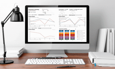 computer screen with data visualised